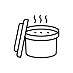 Soup cup outline icons, minimalist vector illustration ,simple transparent graphic element .Isolated on white background