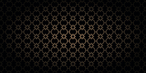 Luxurious Dark and Beige Oriental Geometric Pattern - Gold Islamic Vignette Background for Modern Print, Poster, Brochure, Flyer, and Banner Design