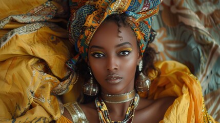 Woman wearing a yellow dress and a head scarf