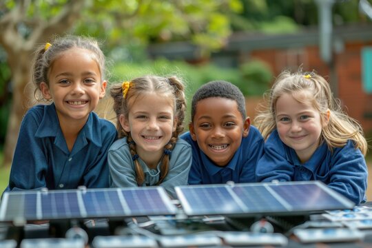 Young Students Engaging in a Renewable Energy School Science Lesson