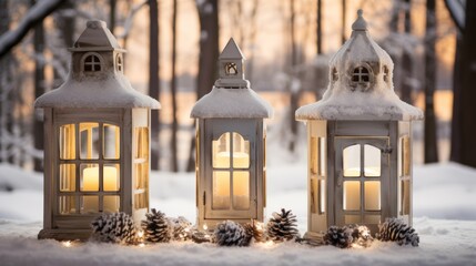 Festive holiday background for christmas or new year celebration with traditional decorations