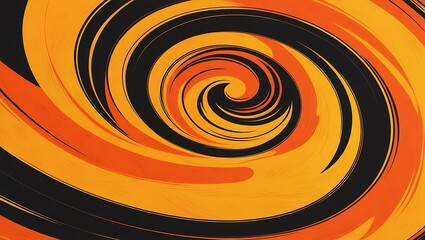 abstract illustration featuring a vibrant yellow-orange swirl. The composition should be a close-up, full-frame view, showcasing the dynamic movement and energy of the swirling pattern