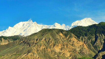 Closeup view of Rakaposhi Nagar Gilgit Baltistan Pakistan. Nagar Gilgit Baltistan is very beautiful place for tourist and people are also hospitality. 