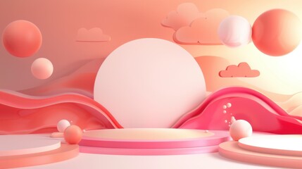 A pink and white background with a large white circle in the middle