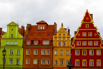 Fototapeta premium Colorful Old houses in old town, wroclaw, poland