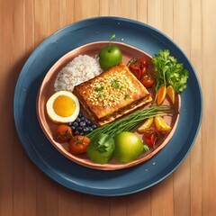 Recipe Icon: Illustrated Plate with Delicious Food for Website