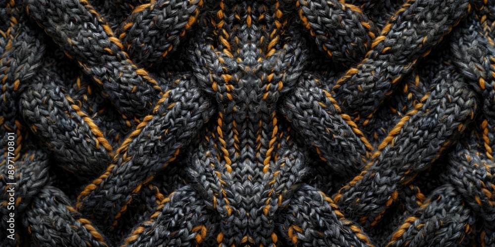 Poster close-up of woven fabric with patterned warp and weft threads.