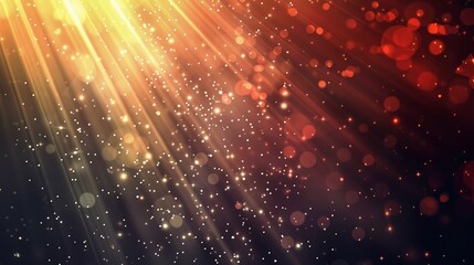 Obraz premium Golden light beams illuminating a dusty party setting, ideal for festive events and joyous gatherings