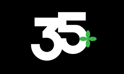 35 Leaf Number Logo Green White Health