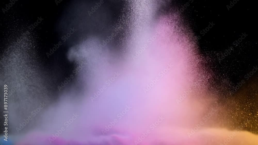 Poster a burst of colorful powder explodes against a black background, creating a vibrant and ethereal clou