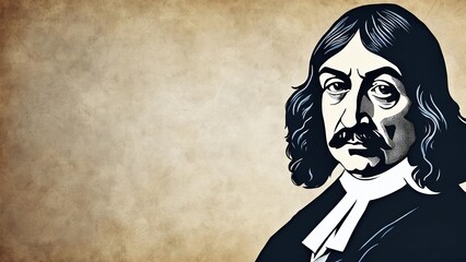 French philosopher and scientist René Descartes old paper background illustration with Blank Canvas
for Inspirational Quotes