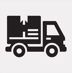 Delivery truck silhouette vector on a white background