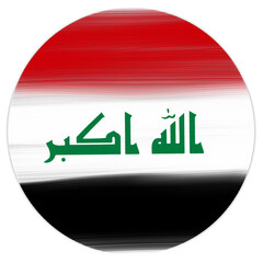 iraqi flag round shape with paint strokes on transparent background