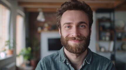 Obraz premium A detailed view of a bearded man's face, ideal for use in editorial or advertising contexts