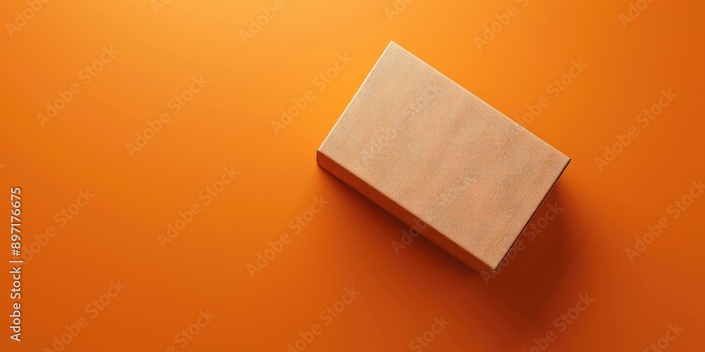 Poster three-dimensional square box with a textured golden pattern and flat shadow. designed in an elegant 