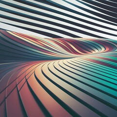 Abstract 3d rendering of smooth surface with lines. Striped modern background