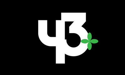 43 Leaf Number Logo Green White Health