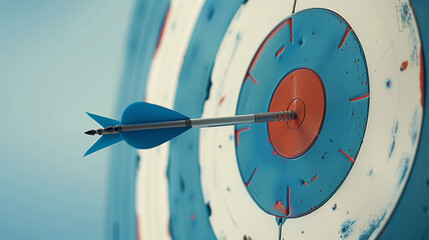 Target with dart in the center, business objective and achievement or personal success.