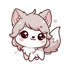 Cute Baby Wolf Vector Art, Adorable Wolf Pup Illustration, Kawaii Wolf Cub Vector