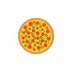 Italian pepperoni pizza with veggies vector icon