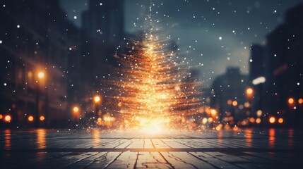 Festive christmas tree adorned with dazzling lights for a joyful holiday ambiance
