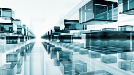 Futuristic Data Center with Transparent Servers and High-Tech Infrastructure