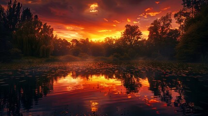 Obraz premium Sunset Reflected in Water.