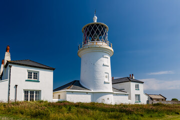 Circa 1800s lighthouse on Caldey Island near Tenby, Wales