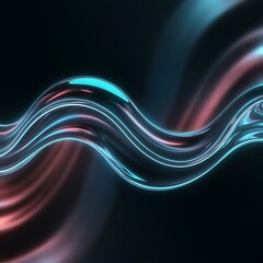 Fototapeta premium Abstract fluid 3d render holographic iridescent neon curved wave in motion dark background Gradient design background wallpaper