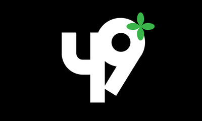 49 Leaf Number Logo Green White Health