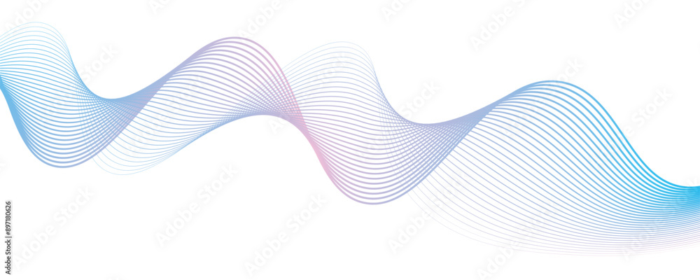Poster abstract vector dot particles wave flowing smooth curve blue purple gradient color on white backgrou