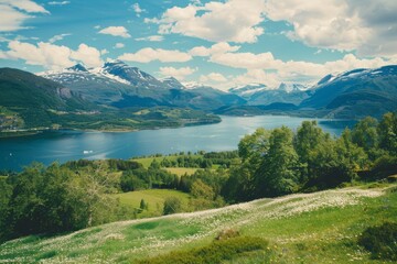 Naklejka premium Old church in a field under a cloudy sky - film photo. Beautiful simple AI generated image in 4K, unique.