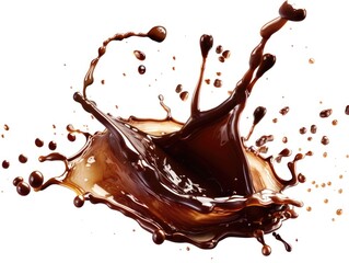 Chocolate syrup droplets falling from a mug