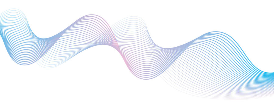 Abstract vector dot particles wave flowing smooth curve blue purple gradient color on white background. Futuristic technology concept.Suit for poster, banner, cover, website, flyer. Vector ilustration