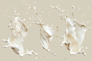 A splash of milk on a white surface, great for food, beverage or kitchen themed photoshoots