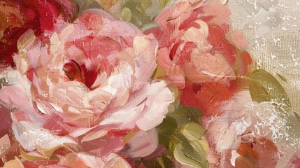 Abstract Floral Painting in Warm Tones with Textured Brushstrokes