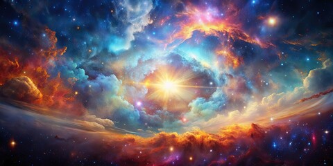 Fototapeta premium Colorful nebular galaxy stars and clouds creating a stunning supernova background wallpaper, nebula, colorful, galaxy