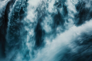 Blurred Image of Waterfall Capturing Dynamic Flow and Energy of Water, Concept of Natural Beauty and Power. Generative AI