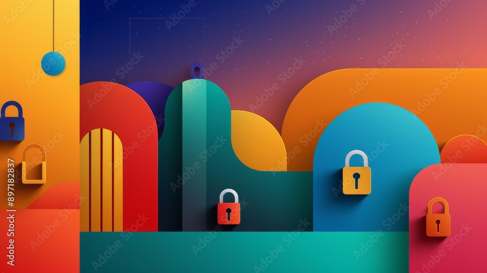 Aufkleber a padlocks in an abstract design, symbolizing security and protection for the website's visual ident