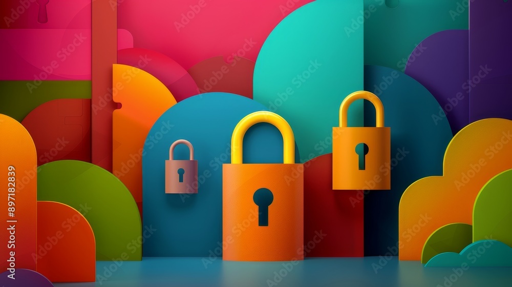 Aufkleber a padlocks in an abstract design, symbolizing security and protection for the website's visual ident