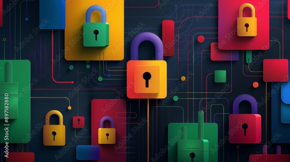 Aufkleber a padlocks in an abstract design, symbolizing security and protection for the website's visual ident