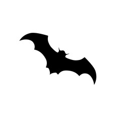 Black silhouettes of halloween bats set on white background