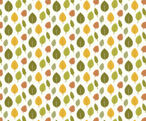 Cute little green and yellow leaves, seamless pattern for fabric, textiles, clothing, wrapping paper, cover, banner, home decor, abstract backgrounds, vector illustration