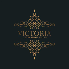Luxury hotel label template. Trendy vintage royal ornament frames illustration.