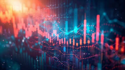 Fototapeta premium Colorful financial chart shows market trends and fluctuations with vivid colors, aiding analysis and visualization