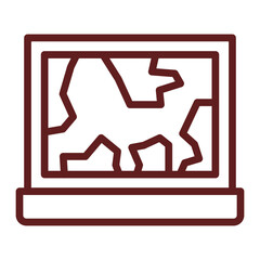 Broken Laptop Vector Line Maroon Icon Design