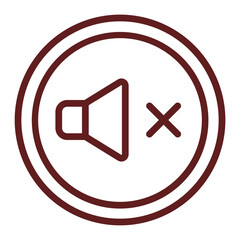 No Sound Vector Line Maroon Icon Design