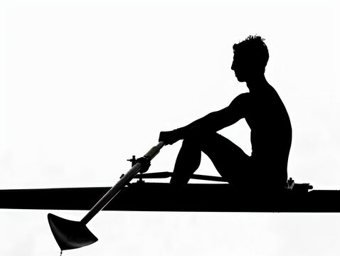 recommend clip art: Silhouette of a rower in a boat