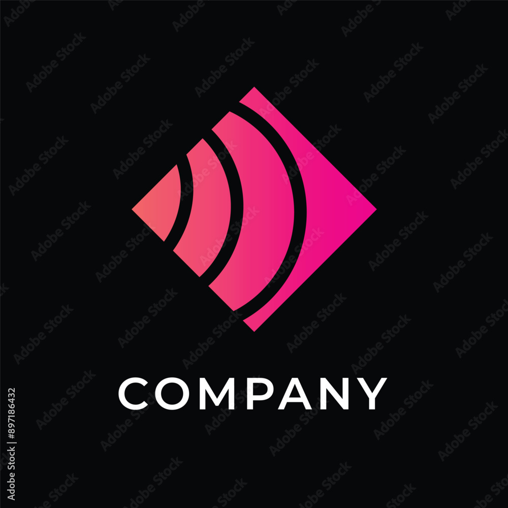 Poster abstract box logo. creative dynamic round type logo. connection symbol