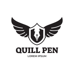 Fountain pen icon vintage style, vector illustration.